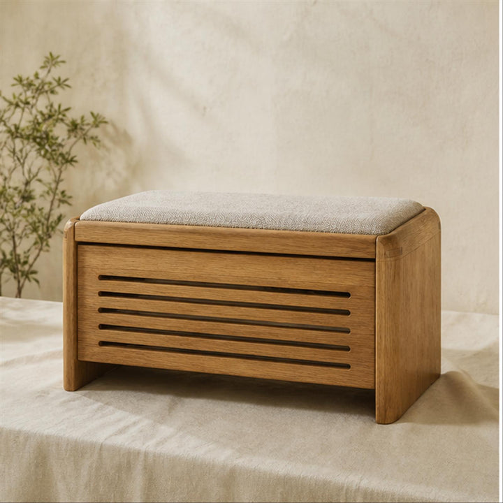 Entry Low Storage Stool in a warm natural-light studio
