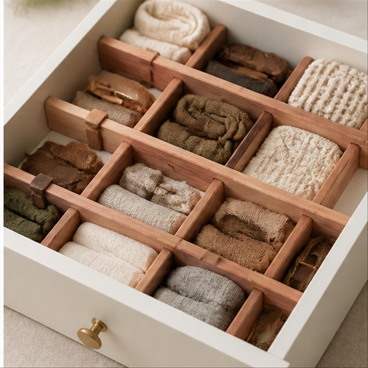 Cedar Drawer Grid interior structure and everyday use