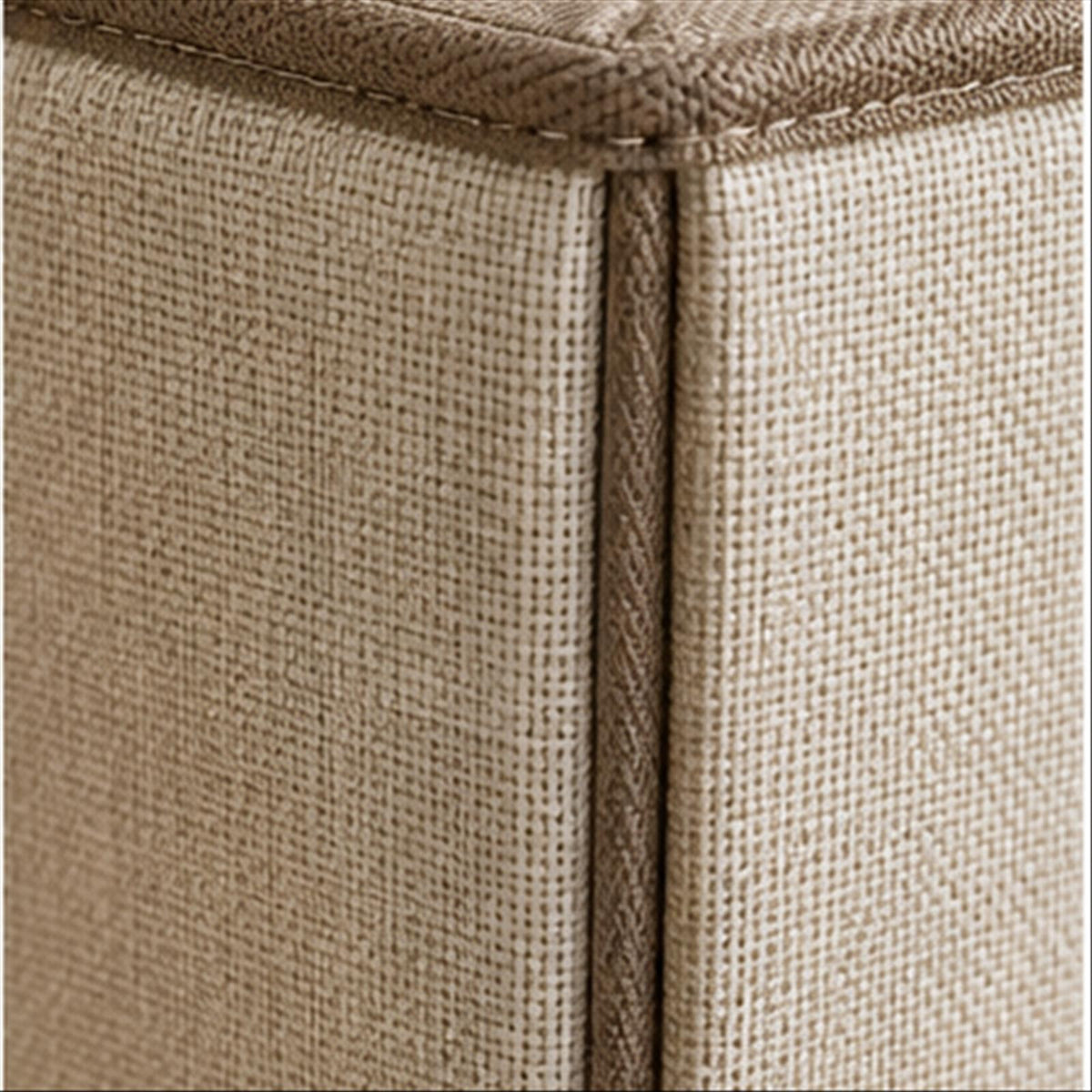 Close view of Fold-Flat Linen Cube materials and craftsmanship
