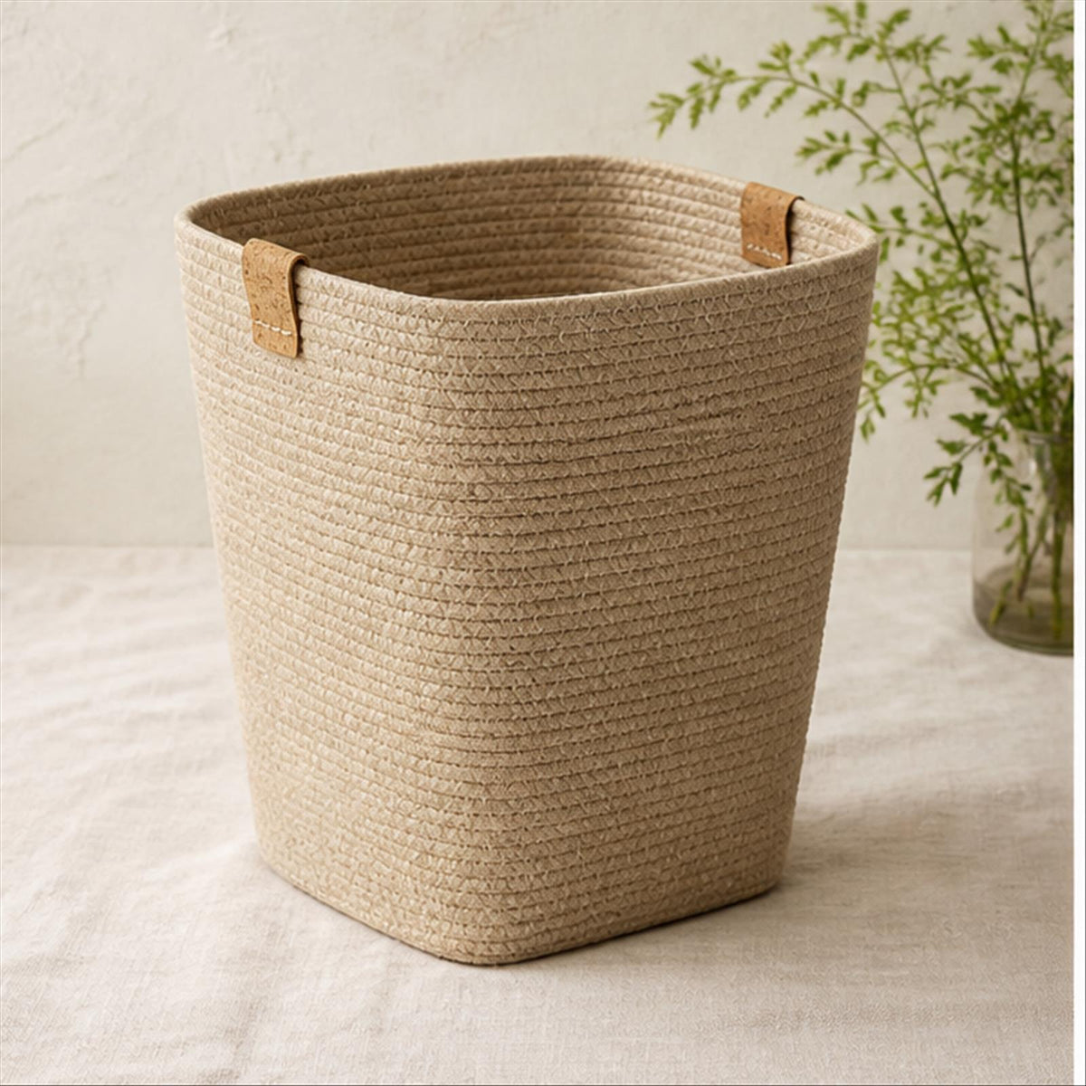 Tapered Paper Fiber Bin in a warm natural-light studio
